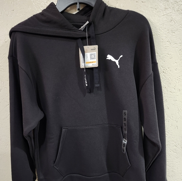 PUMA Men's Pullover Hoodie New Small Black With White Logo - Picture 1 of 2